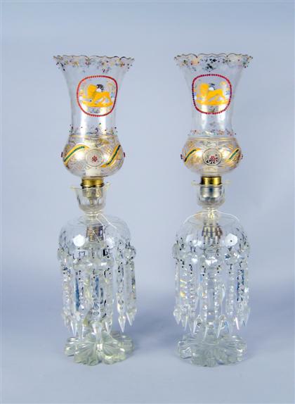 Pair of glass luster table lamps
