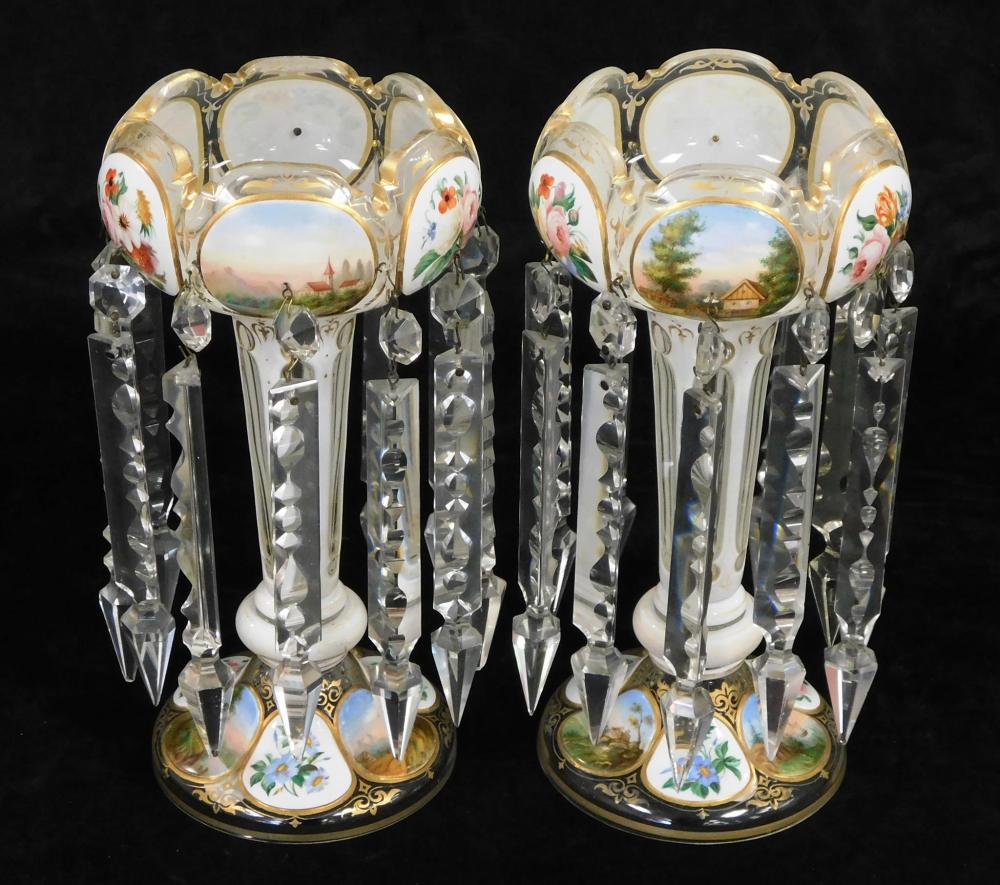PAIR OF GLASS OVERLAY AND GILT