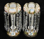 PAIR OF GLASS OVERLAY AND GILT
