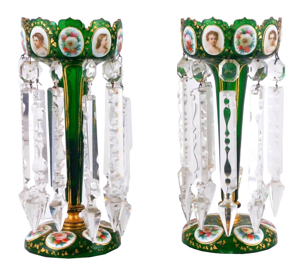 PAIR OF GLASS OVERLAY AND GILT