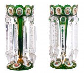 PAIR OF GLASS OVERLAY AND GILT