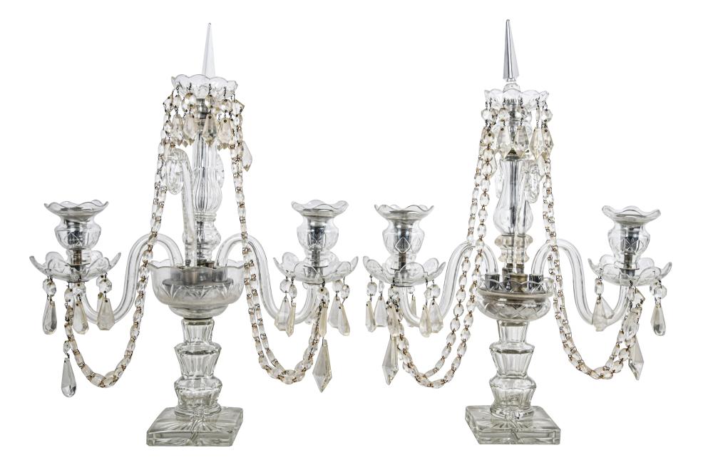 PAIR OF GLASS TWO-LIGHT