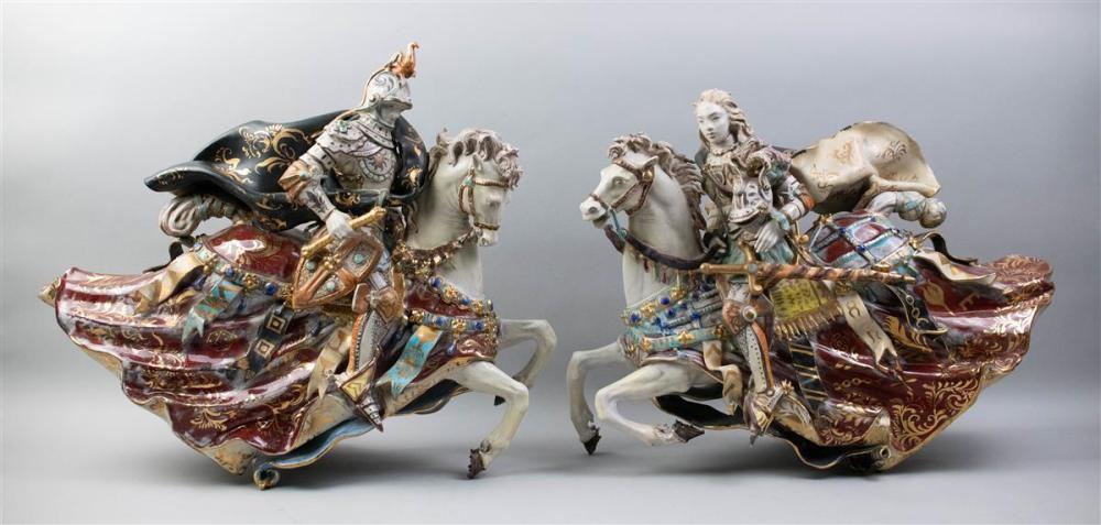 PAIR OF GLAZED AND PARCEL-GILDED