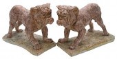 PAIR OF GLAZED BULLDOGS BOTH S