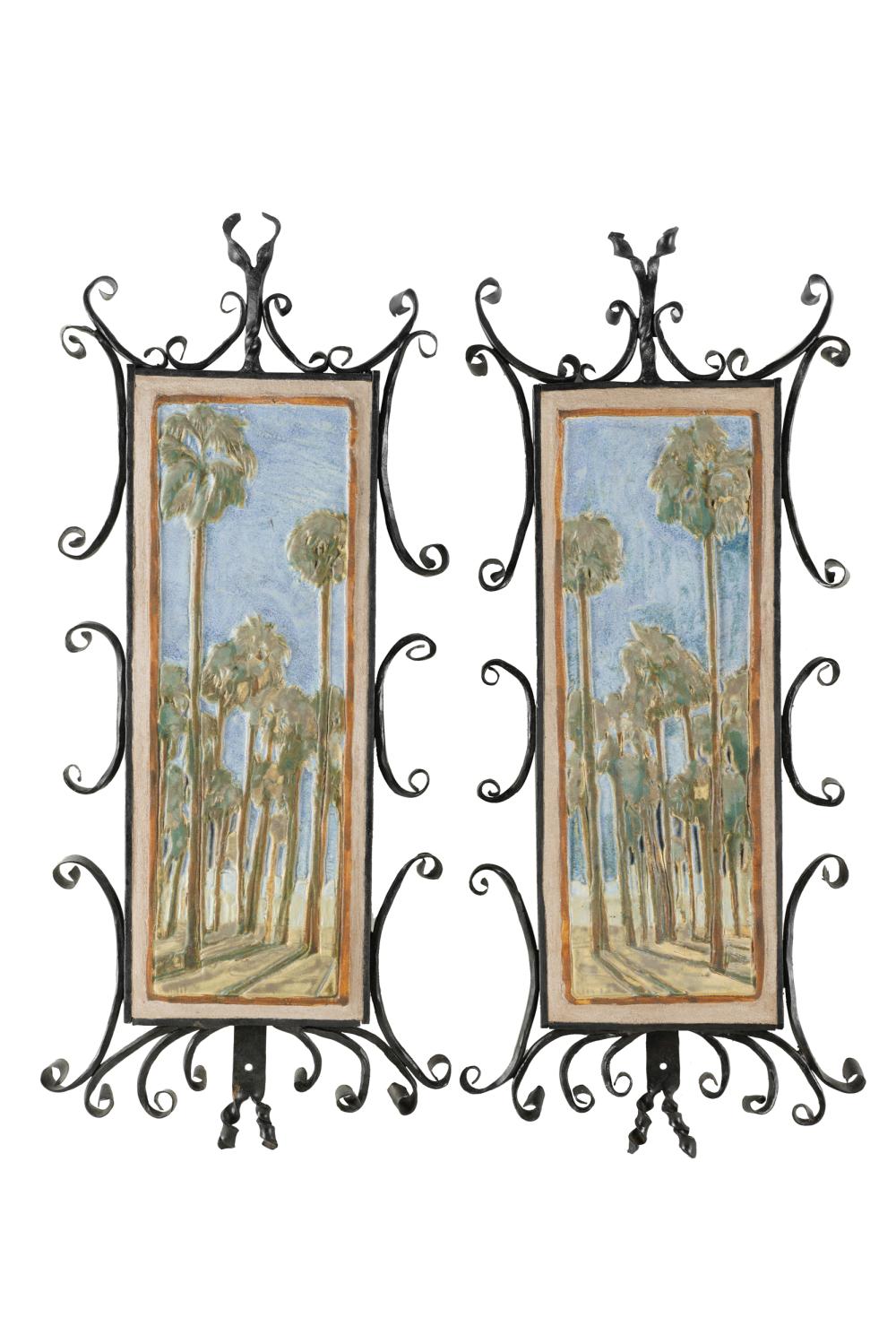 PAIR OF GLAZED CERAMIC RELIEF