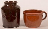PAIR OF GLAZED PA REDWARE ITEM