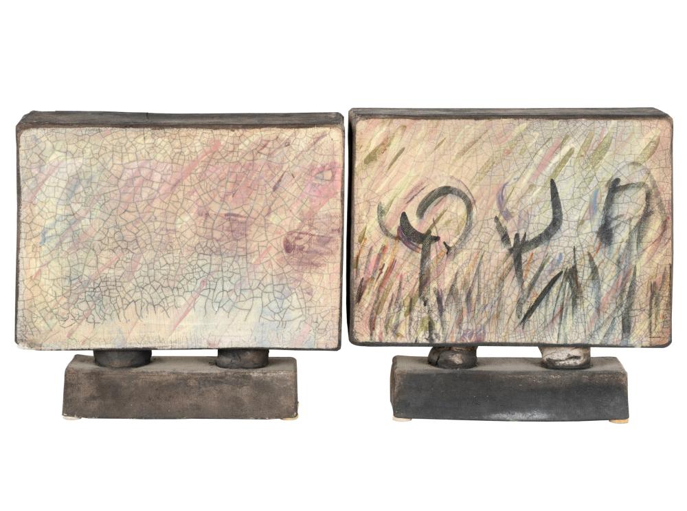 PAIR OF GLAZED POTTERY