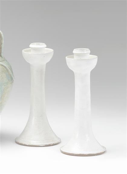 Pair of Glazed redware candlesticks