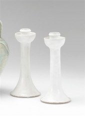     	Pair of Glazed redware ca