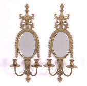 PAIR OF GLO MAR BRASS MIRRORED
