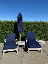 PAIR OF GLOSTER TEAK CHAISE LO