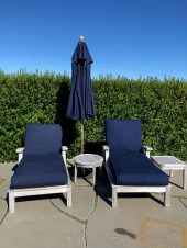 PAIR OF GLOSTER TEAK CHAISE LO
