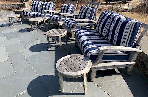 PAIR OF GLOSTER TEAK WOOD OUTDOOR