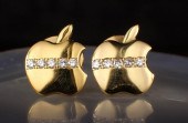 PAIR OF GOLD AND DIAMOND EMPLO