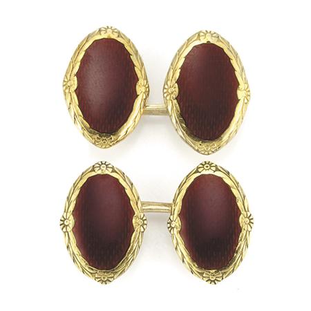 Pair of Gold and GuillochÃ©