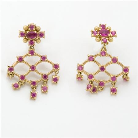 Pair of Gold and Pink Sapphire