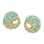 Pair of Gold and Turquoise Ear