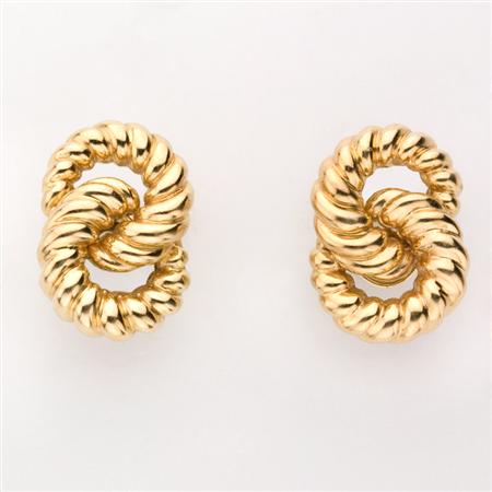 Pair of Gold Earclips 	 