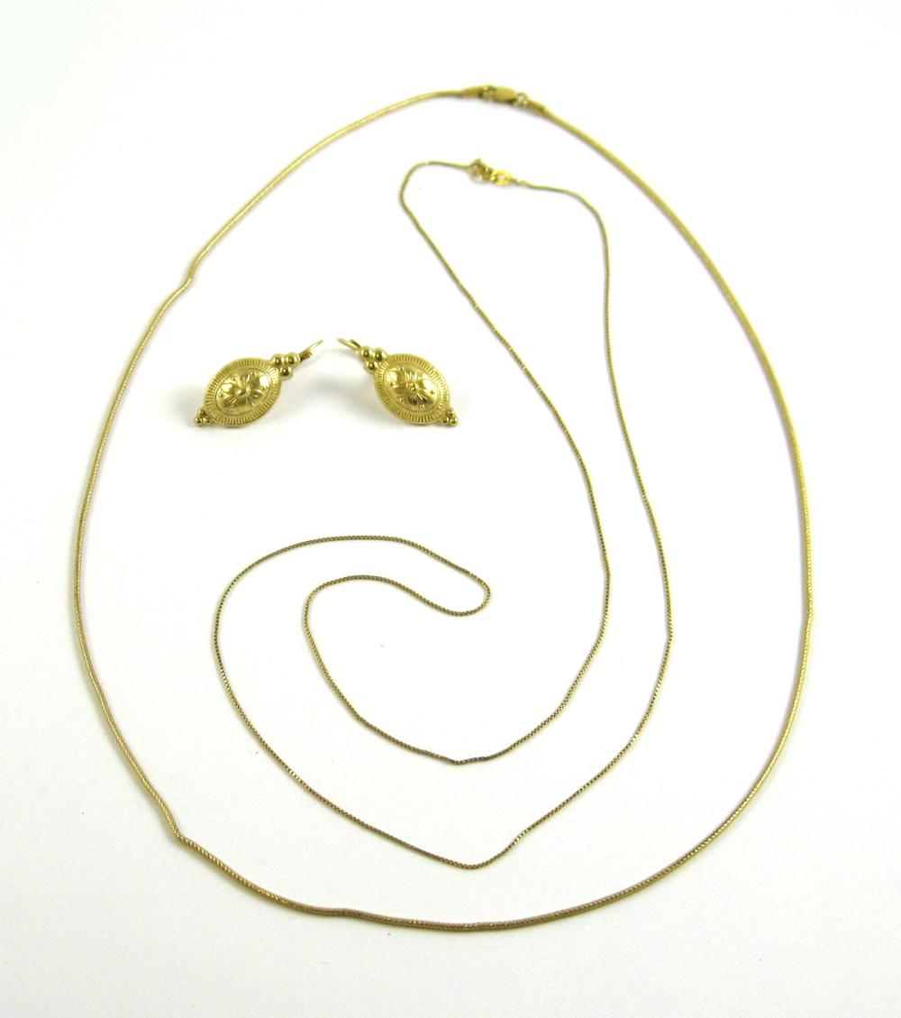 PAIR OF GOLD EARRINGS AND TWO