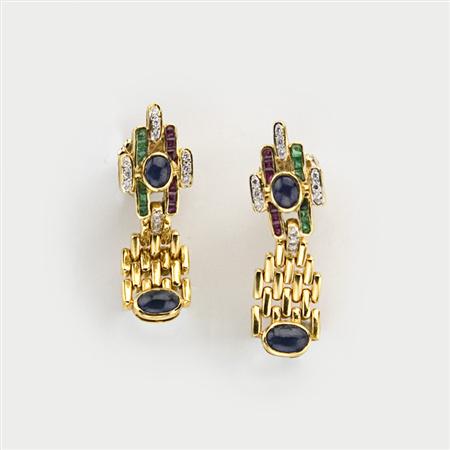 Pair of Gold, Gem-Set and Diamond