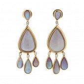 PAIR OF GOLD, OPAL, AND DIAMON