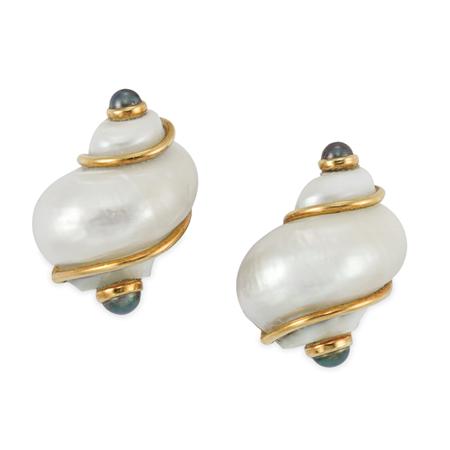 Pair of Gold, Shell and Black