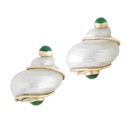 Pair of Gold, Shell and Green