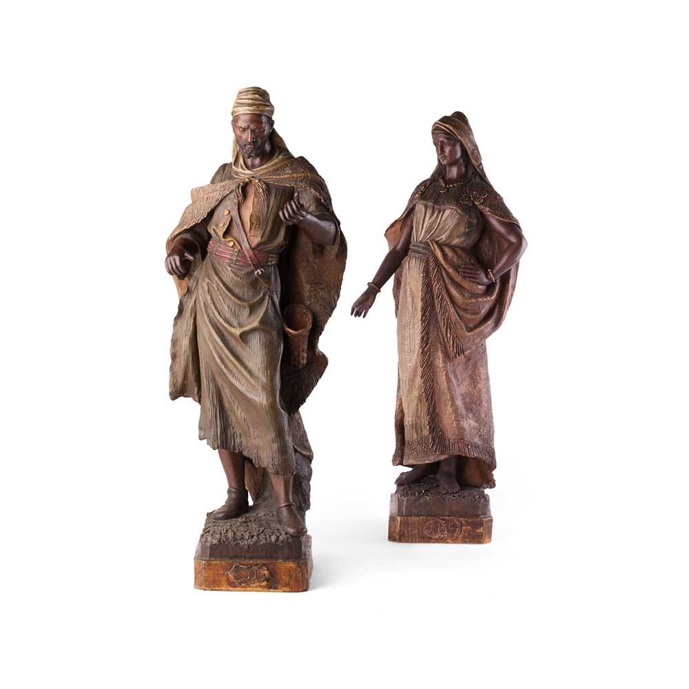 PAIR OF GOLDSCHEIDER PAINTED