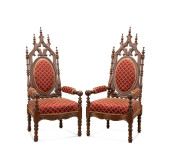 PAIR OF GOTHIC REVIVAL ARMCHAI