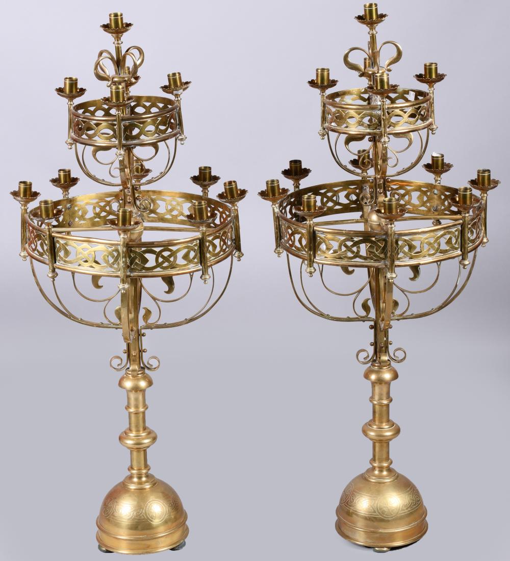 PAIR OF GOTHIC REVIVAL BRASS