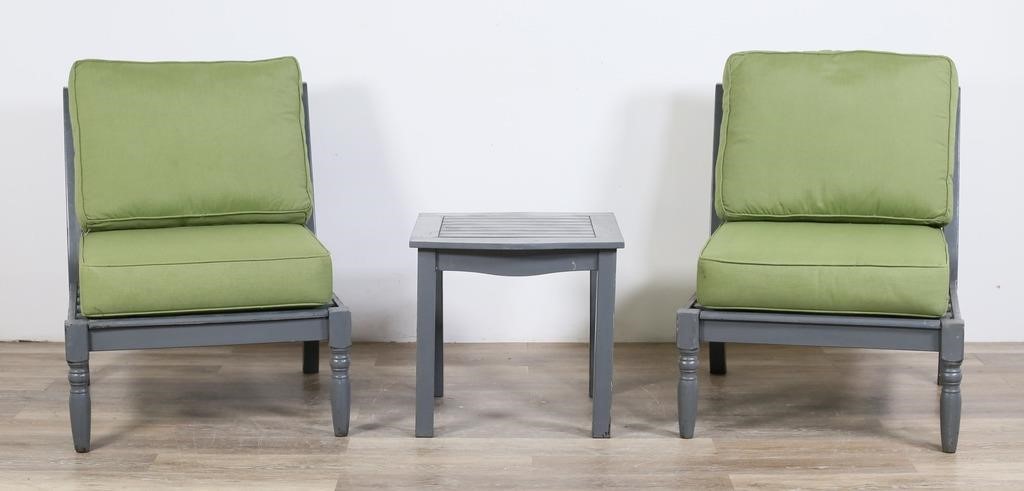 PAIR OF GRAY OUTDOOR LOUNGE