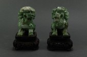 PAIR OF GREEN AND WHITE JADEIT