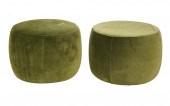 PAIR OF GREEN FABRIC-UPHOLSTER