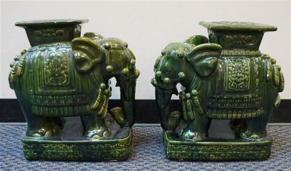 PAIR OF GREEN GLAZED CERAMIC