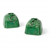 PAIR OF GREEN-GLAZED 'CHI-DRAG