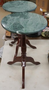 PAIR OF GREEN MARBLE TOPPED CH