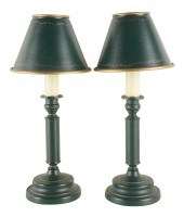 PAIR OF GREEN-PAINTED TOLE CAN