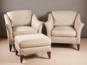 PAIR OF GREEN STICKLEY UPHOLST