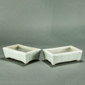 PAIR OF GUAN TYPE GLAZED JARDI