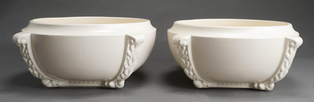 PAIR OF HAEGAR WHITE GLAZED CERAMIC