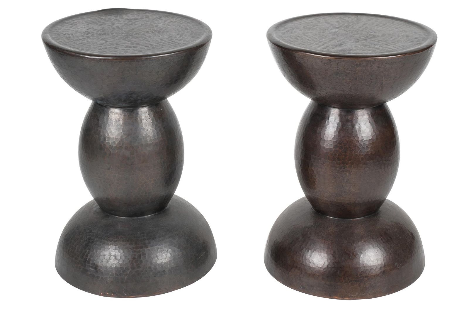 PAIR OF HAMMERED METAL SIDE