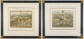 PAIR OF HAND COLORED ENGRAVING