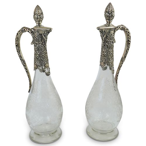 PAIR OF HAND ETCHED CRYSTAL & 800