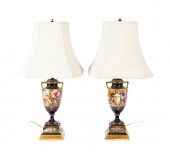 PAIR OF HAND PAINTED COBALT PO
