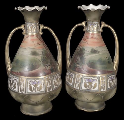 PAIR OF HAND PAINTED NIPPON HANDLED