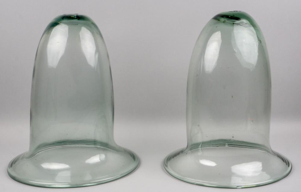 PAIR OF HANDBLOWN GLASS HURRICANE
