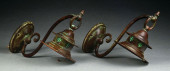 PAIR OF HANDEL PATINATED METAL
