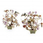 PAIR OF HARDSTONE-EMBELLISHED