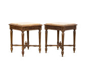 PAIR OF HARDWOOD, MARBLE & PAR