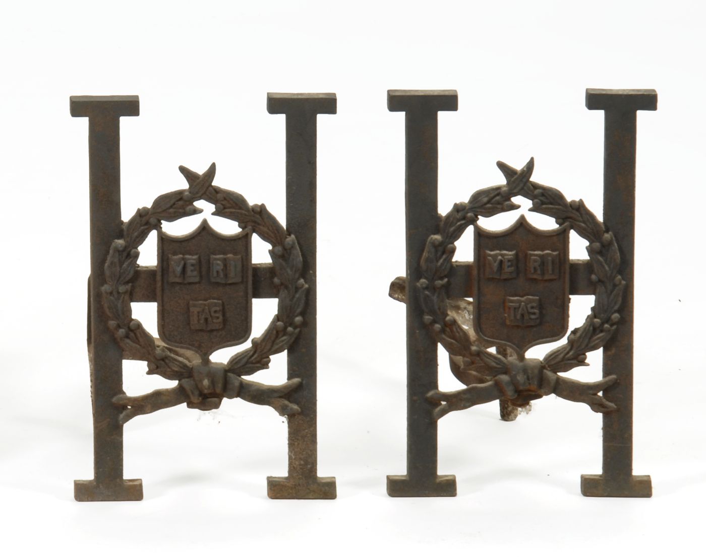 PAIR OF HARVARD CAST IRON